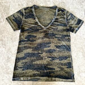 Lucky Brand Camouflage Print  V-Neck T-Shirt- Medium